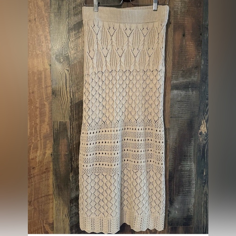 House of Harlow 1960 crochet knit cream midi skirt size XS